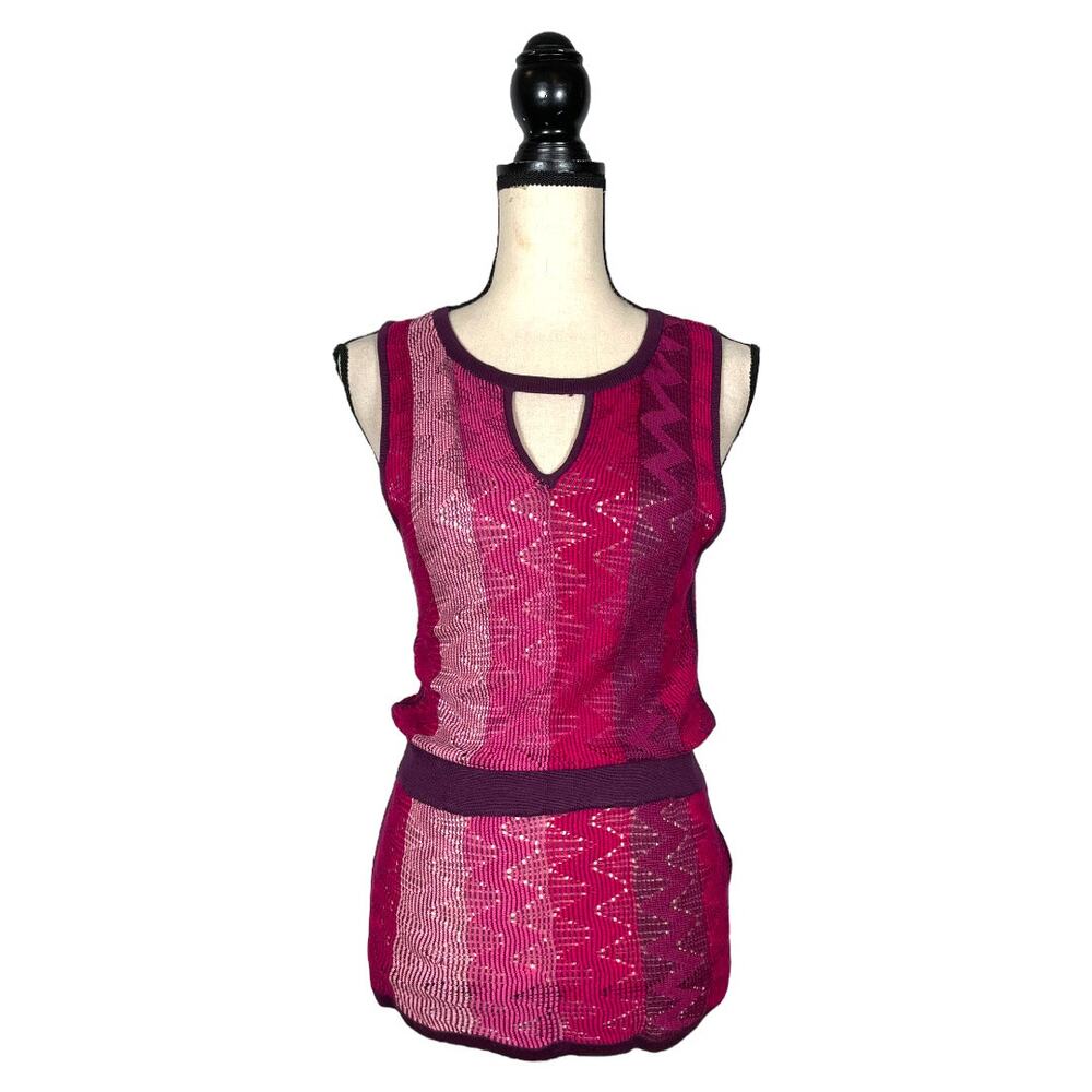 Evolution by Cyrus Pink Striped Knit Tank Top        Size: S